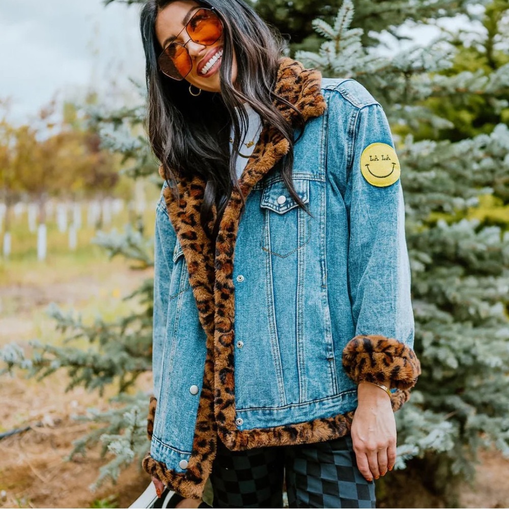 Dressed in LALA Patched Trucker Denim Jacket 2X/3X
